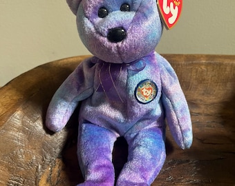 ORIGINALE anni 2000 Ty Beanie Babies Vintage CLUBBY 4 the BEAR Day Esclusiva per collezionisti