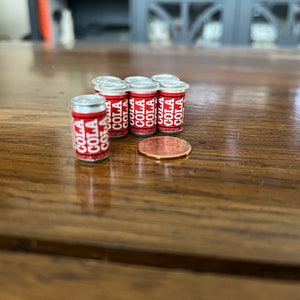 Vintage BARBIE Coca Cola Drink Food Set 1990&#39;s Cans 6 pack Dollhouse Miniature 1:6 Scale