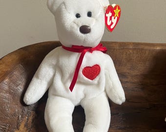 ORIGINALI anni '90 Vintage Ty Beanie Babies VALENTINO l'ORSO Cuori di San Valentino
