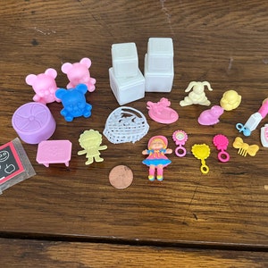 Vintage BARBIE Kelly Children Toys Lot Bottles Rattles Bears Blocks 1990&#39;s Dollhouse Miniature 1:6 Scale