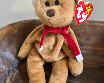 ORIGINALE ANNI '90 Vintage Ty Beanie Babies 1997 Holiday TEDDY l'ORSO con etichette Raro