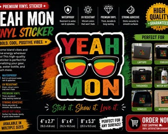 Sticker reggae Yeah Mon - Sticker vinyle durable