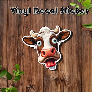 Funny Cow - Vinyl Die-Cut Sticker Decal - Farm Life - Animals - Moo