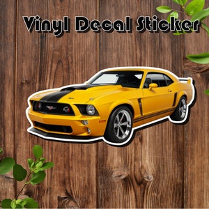Yellow Muscle Super Car- Vinyl Die-Cut Premium Sticker Decal - America
