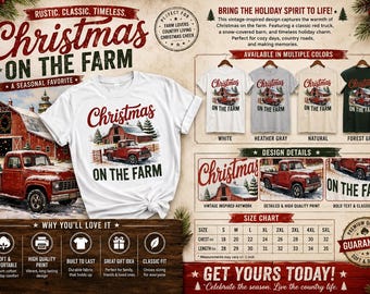 Christmas On The Farm T-Shirt - Festive Xmas Graphic, Winter Farm Design