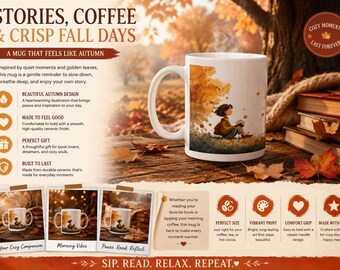 Autumn Day Reading Mug – Fall Book Club Gift, Home Decor