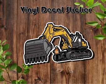 Tractor - Backhoe Digger - Excavator - Gold Digger - Vinyl Die-Cut Premium Decal Sticker