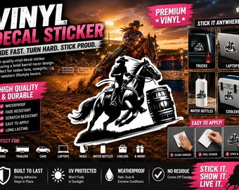 Barrel Racing Vinyl Decal Sticker – Western Ranch Life