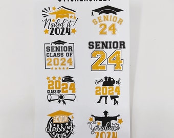 Senior 2024 Graduate Sticker Sheet: Waterproof Vinyl Planner Stickers