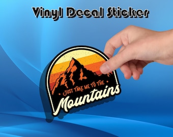 Mountain Vinyl Sticker – Hiking, Outdoors Die-Cut Decal
