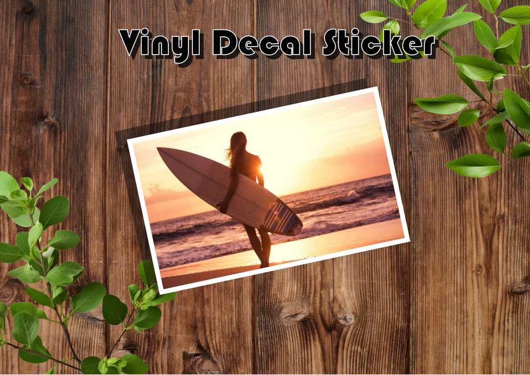 Surfer Girl - Vinyl Die-cut Sticker Decal - Beach - Waves - Sunset ...