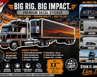 Sticker autocollant semi-camion Big Rig | Sticker en vinyle pour glacières, ordinateurs portables