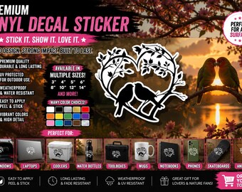 Love Birds Decal Sticker - Valentine Decor - Car/Laptop/Water Bottle Sticker