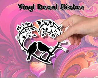 Sticker autocollant Love Birds - décoration Saint-Valentin - Sticker voiture/ordinateur portable/bouteille d'eau