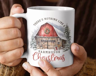 Mug de Noël à la ferme : Mug à café en céramique Holiday Barn