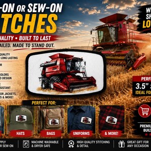 Combine Tractor Patch, Harvesting Equipment Iron/Sew-on Applique