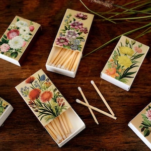 Assorted Floral Matchboxes: Decorative Home Accents
