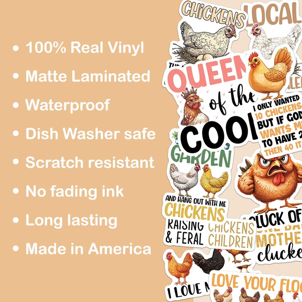 10pcs Chicken Stickers Pack, Kawaii Chicken Decal, Cluck-tastic Chicken ...