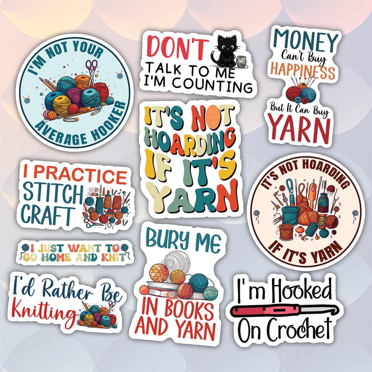 10pcs Knitting Stickers Pack, Crafters Sticker, Crochet Sewing Stickers, Yarn Made, Yarn Enthusiasts Stickers, Knitting Crafting Sticker