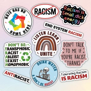 10pcs Anti Racist Stickers Pack, Social Justice Stickers, Liberal Equality Sticker, Coexist Human Rights, Sticker,  Progressive Stickers