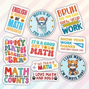 10pcs Math Stickers Pack, Math Motivational Stickers, Math Teacher Gift, Math Lover Stickers, Math Holic, Math Addict, Mathematician Sticker