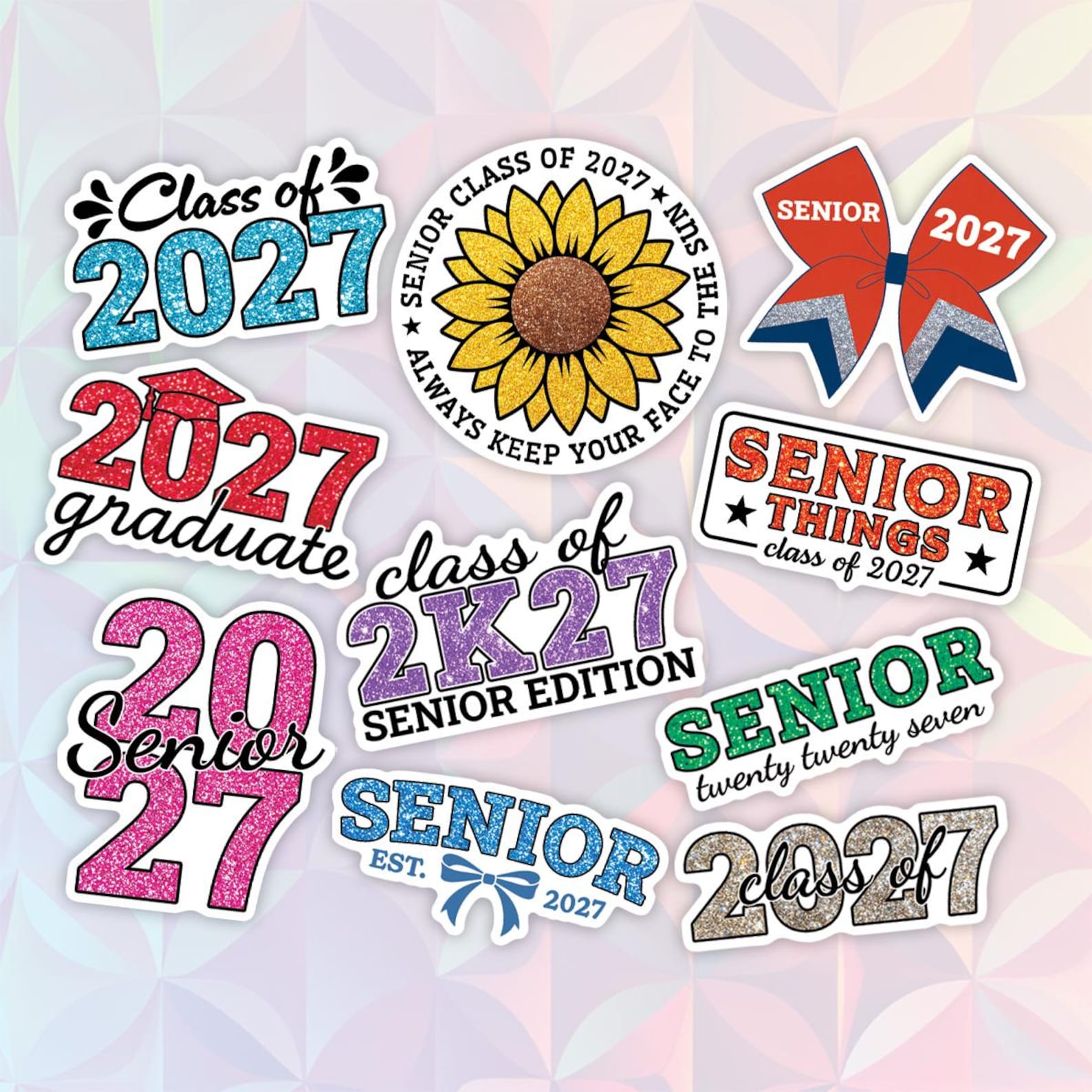 2027 Racing Sticker Senior 2027 Graduation Sticker Sheet, Class of 2027 Grad Vibes Decals ...