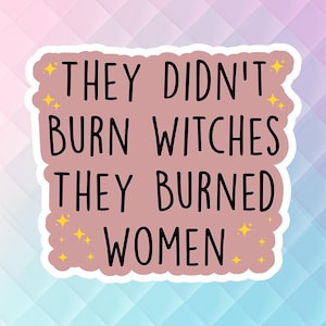 Feminist Sticker, They Didn&#39;t Burn Witches They Burned Women, Women&#39;s Right, Women Feminism, Empowered Women, Progressive Stickers