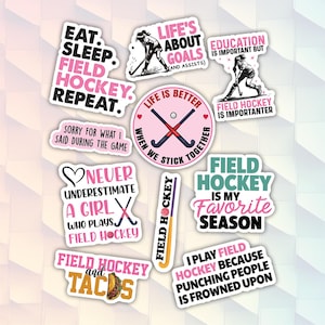 10pcs Field Hockey Stickers Pack, Field Hockey Ball Sticker, Perfect Gift for Female Athletes, Funny Sticker For Kindle, Laptop, Tumbler