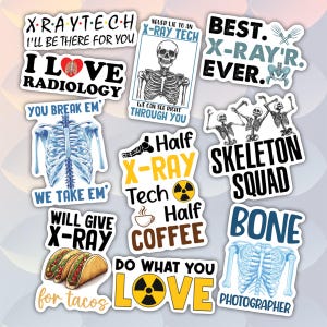 Paquete de 10 pegatinas de radiología, calcomanías para técnicos de rayos X, calcomanías para técnicos de radiología, calcomanías para radiografías, calcomanías para atención médica, calcomanías para el cuidado de la salud