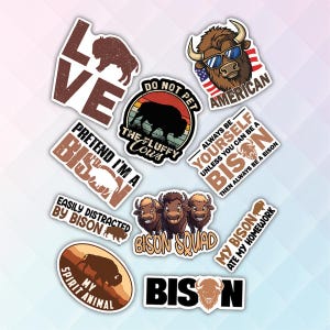 10pcs Bison Stickers Pack, Wild Bison Sticker, Bison Silhouette Stickers, Majestic Bison Stickers, Cool Bison Decal, Wildlife Sticker
