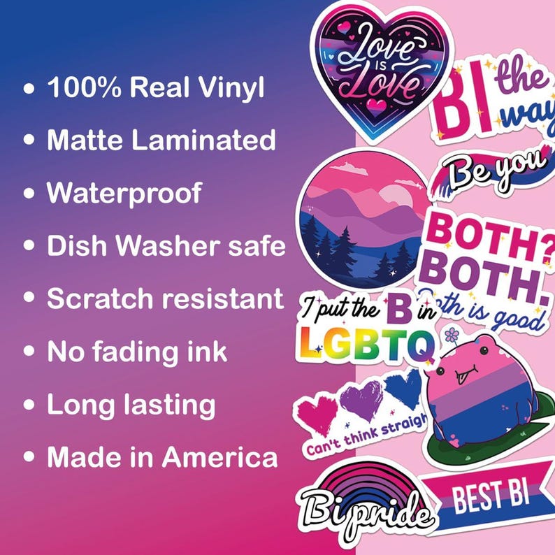 10pcs Bisexual Stickers Pack, Subtle LGBTQ+ Sticker, LGBT Pride Sticker ...