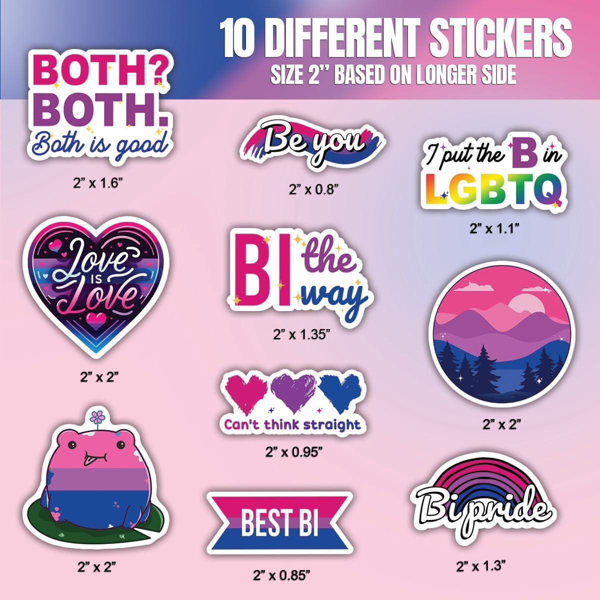 10pcs Bisexual Stickers Pack, Subtle LGBTQ+ Sticker, LGBT Pride Sticker ...