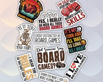 10pcs Board Game Sticker Pack – Board Game Addict, Tabletop Gaming Stickers, Geek Stickers, Family Game Night Stickers, Game Night Decor