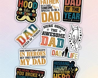 Dad Sticker Pack – Waterproof Vinyl Decals, Father's Day Gift (10pcs)
