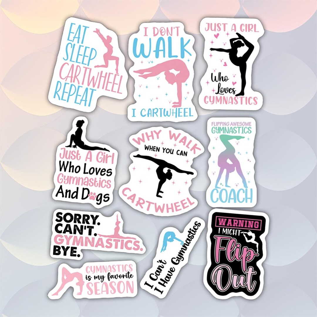 10pcs Cartwheel Gymnastics Sticker Pack – Cartwheel Pose, Handstand ...