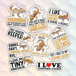 10pcs Leopard Gecko Stickers Pack, Cute Leopard Gecko Stickers, Cute Repitle Animal Decal, Gecko Lover Sticker, Kawaii Reptiles Sticker Pack