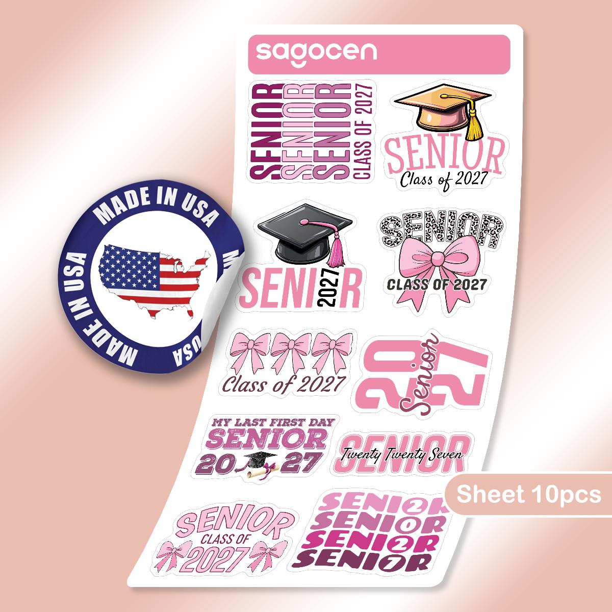 Senior 2027 Graduation Sticker Sheet, Class of 2027 Decals, Grad Cap ...