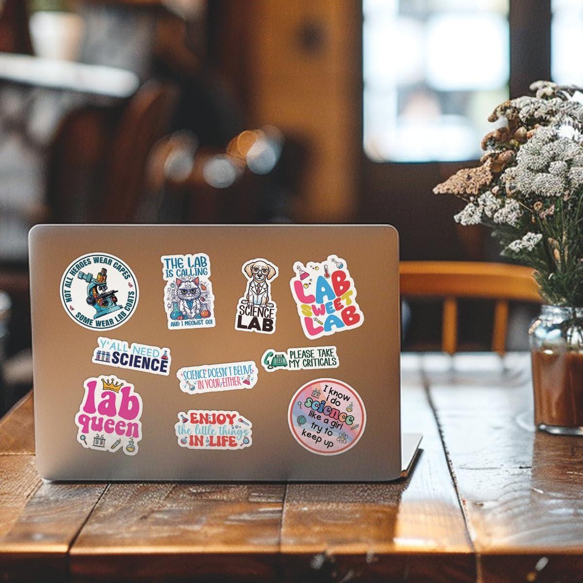 Pink Lab Stickers 10pcs Science Laboratory Stickers Pack, Funny Laboratory Stickers ...
