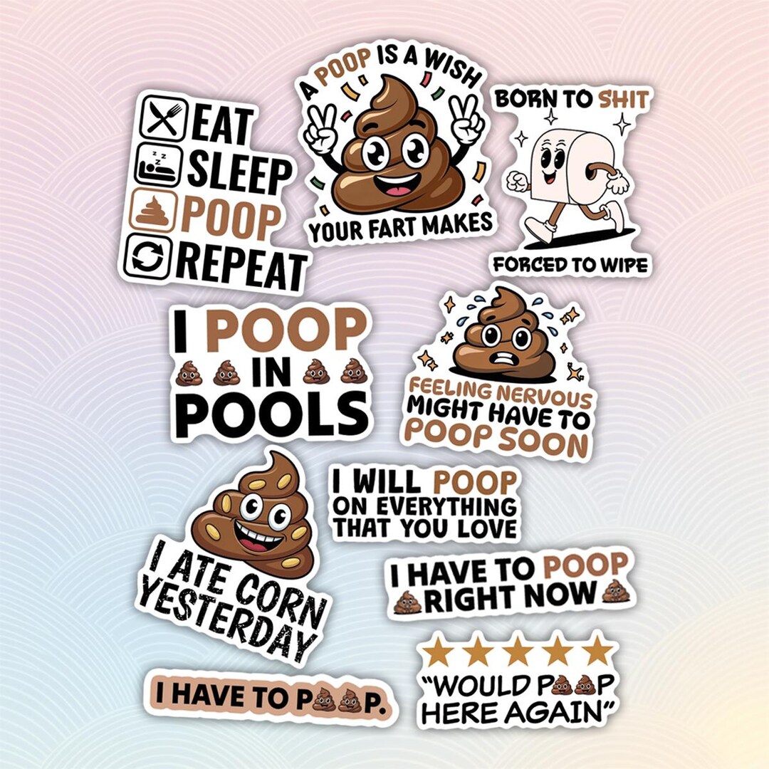 10pcs Funny Poop Sticker Sheet, Hilarious Poop Emoji & Poopy Humor ...