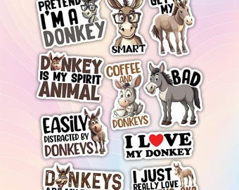 10pcs Donkey Stickers Pack, Cute Donkey, Cute Mule Animal, Donkey Stickers For Lover, Kawaii Donkey Stickers, Cute Farm Animal Sticker