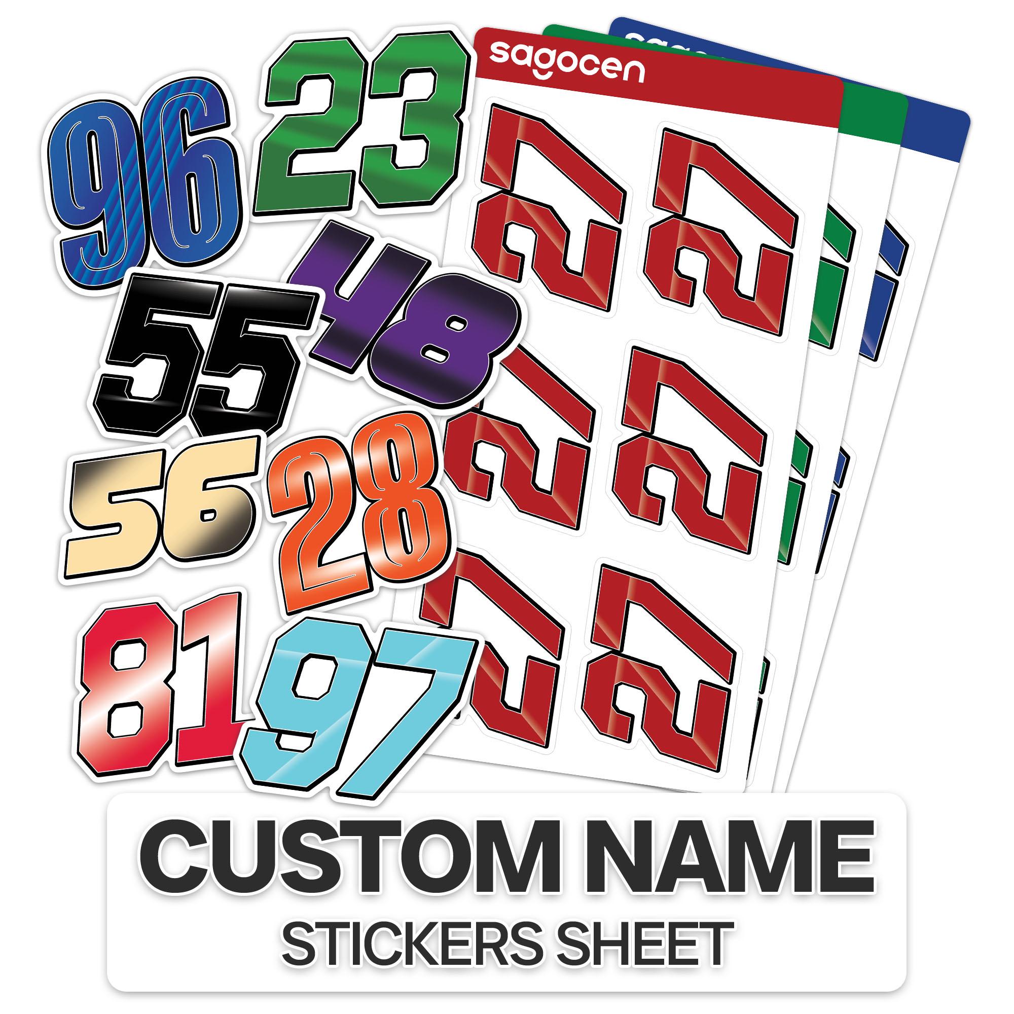 66 Racing Number Sticker 6pcs Custom Racing Number Stickers, Personalized Motorcycle Helmet ...