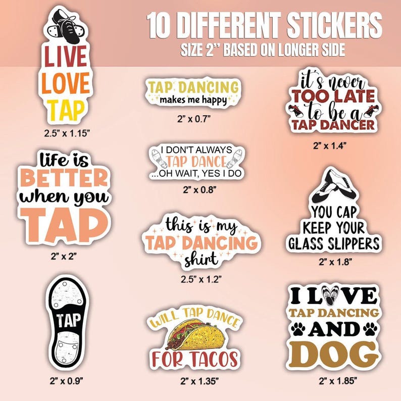Tap Comic Sticker 10pcs Tap Dance Stickers Pack, Cute Tap Dance Decal, Cute Tap Dancer ...