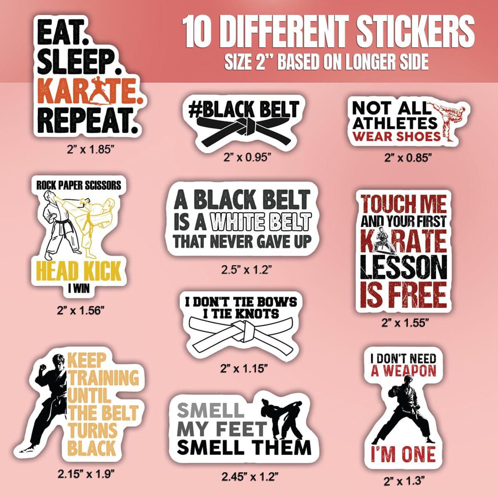 10pcs Karate Stickers Pack, Karate Power Stickers, Karate Fighter ...