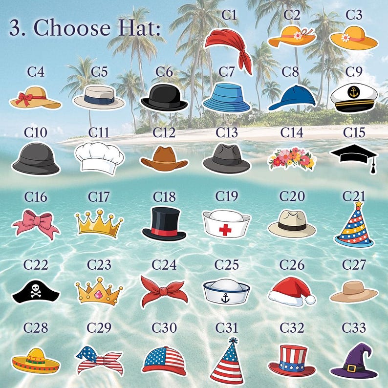 Puede incluir: Imagen con una variedad de sombreros: bandana roja, sombrero de sol amarillo, bomb&iacute;n negro, gorra de b&eacute;isbol azul, birrete de graduaci&oacute;n, gorro de chef, sombrero de vaquero, chistera, gorro de enfermera, gorro de Pap&aacute; Noel y sombrero de bruja.