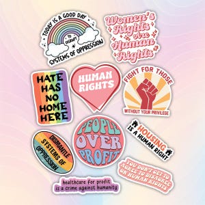 10pcs Human Rights Stickers Pack, Equality Decals, Social Justice Stickers, Peace Equal Rights Stickers, Progressive Stickers