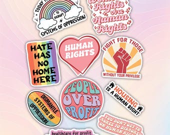 10pcs Human Rights Stickers Pack, Equality Decals, Social Justice Stickers, Peace Equal Rights Stickers, Progressive Stickers