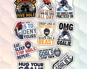 10pcs Hockey Goalie Stickers Pack, Hockey Goalie Stickers, Unique Goalie Stickers, Funny Hockey Goalie Stickers For Kindle, Laptop, Tumbler