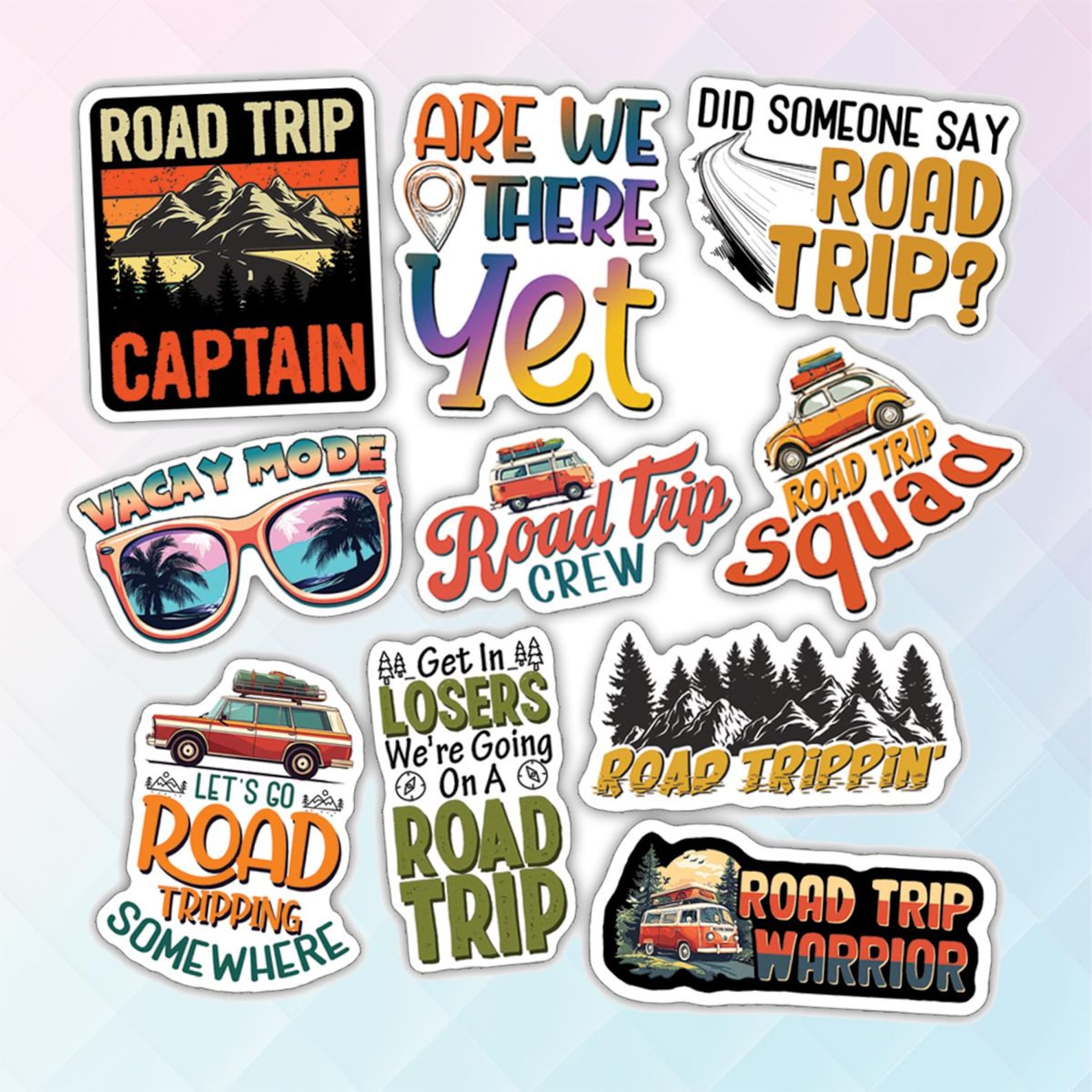 10pcs Road Trip Stickers Pack, Roadtripping, Driving, Nature and ...