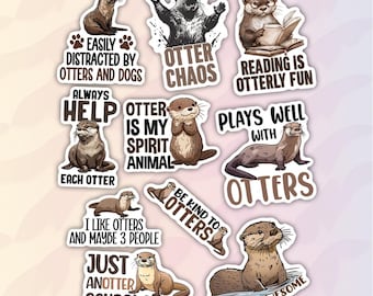 10pcs Otter Stickers Pack, Otter Chaos Sticker, Otter Pup Decal, Sea Otter For Lover, Cute Otter Decal, Otter Family Decal, Wildlife Sticker