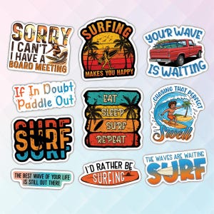 10pcs Surfing Stickers – Surfing Passion, Surfer&#39;s Spirit, Ride the Waves, Surfer&#39;s Paradise Stickers for Wave Riders And Ocean Lovers